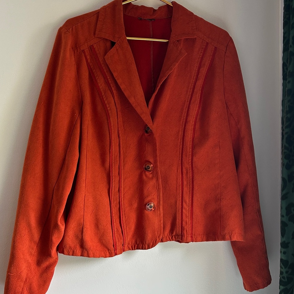 TWO Burnt orange ultra Suede Long Coat and blazer jacket. Two for one price. - Picture 5 of 12